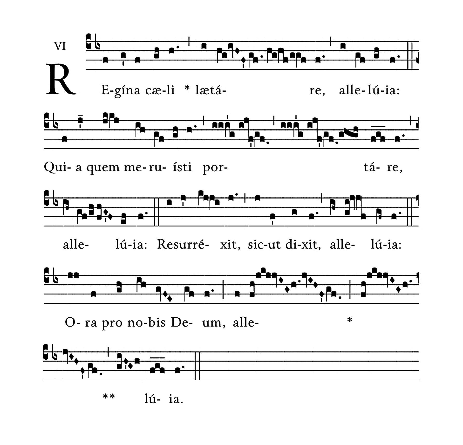 Regina Caeli (tonus solemnis) - notacja
